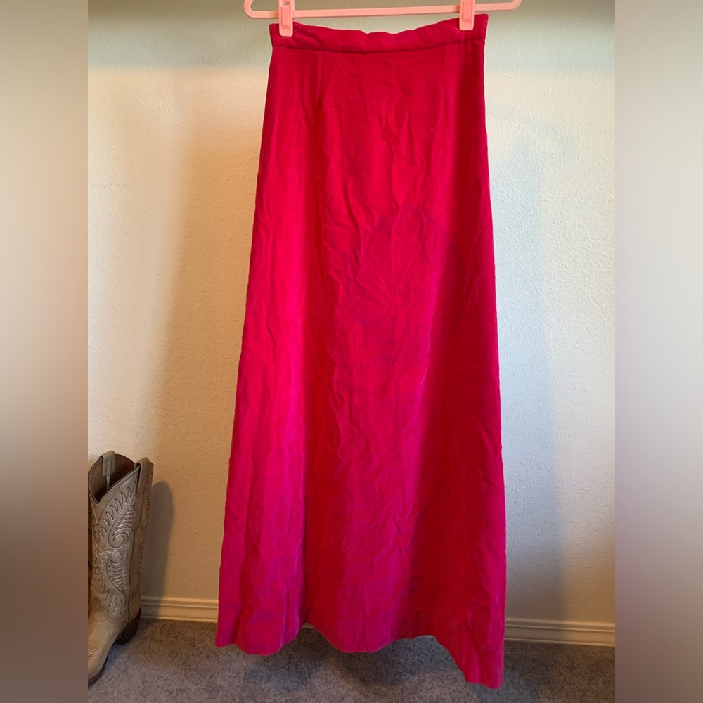 Vintage Hot Pink Velvet Maxi Skirt
